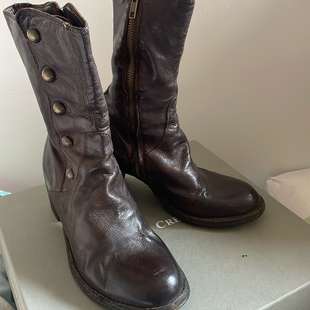 Officine creative mid calf brown leather boots